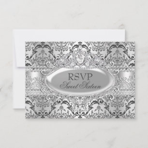 Invitation Jolie Damassé Sweet 16 RSVP