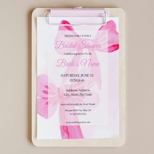 Invitation Jolie dans Bow rose Ribbon Bridal Shower Invitatio