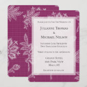 Invitation Jolie dentelle de vin de Bourgogne Mariage romanti (Devant / Derrière)