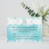 Invitation Jolie dentelle et corbeille Noël Turquoise Vacance (Debout devant)