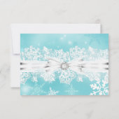 Invitation Jolie dentelle et corbeille Noël Turquoise Vacance (Dos)