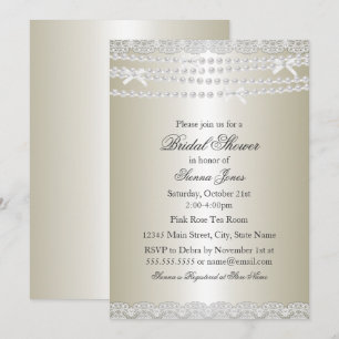 Invitation Jolie dentelle et Pearl nuptiale de douche Invitat