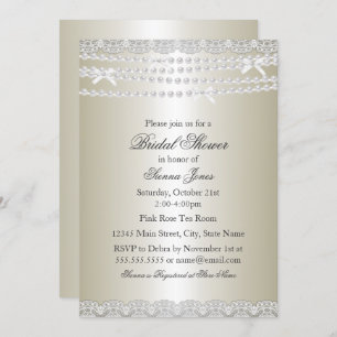 Invitation Jolie dentelle et Pearl nuptiale de douche Invitat