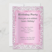 Invitation Jolie dentelle et perles élégante d'anniversaire s (Dos)