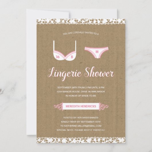 Invitation Jolie dentelle| Lingerie Fête de l'mariée Invitati (Devant)