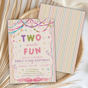 Invitation Jolie Deux Trop Amusant 2ème Fête d'Anniversaire