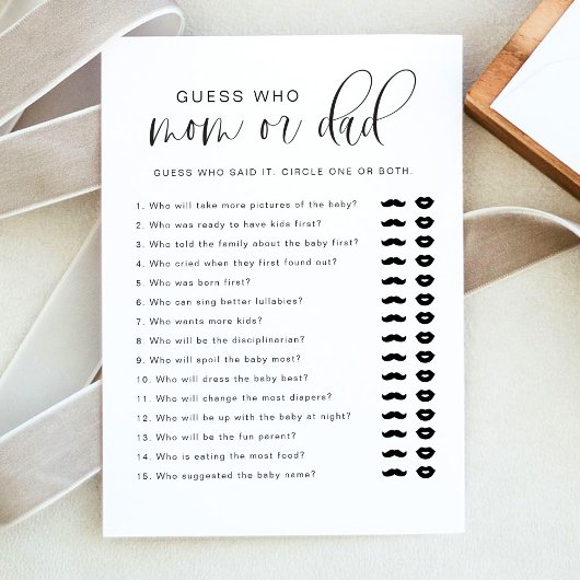 Invitation JOLIE Devis moderne Qui maman ou papa Baby shower 