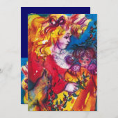 Invitation JOLIE DOLL, bleu rouge jaune (Devant / Derrière)