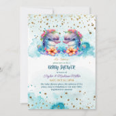 Invitation Jolie Dolphin Cute Twin Baby Boy Douche (Devant)