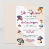 Invitation Jolie douche de champignons bohème pour bébé (Devant / Derrière)