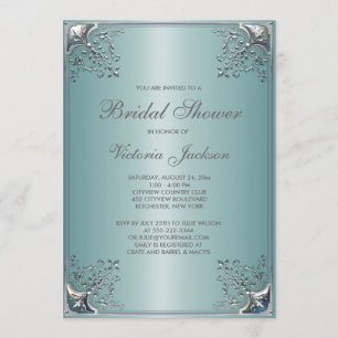 Invitation Jolie douche de mariage bleu cyan