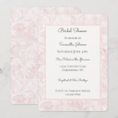 Invitation Jolie douche de mariée florale rose (Devant / Derrière)
