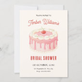 Invitation Jolie douche de mariée gâteau mignon (Devant)