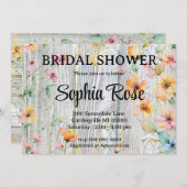 Invitation Jolie douche de mariée rustique fleur sauvage oran (Devant / Derrière)