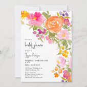 Invitation Jolie douche nuptiale fleurie estivale rose rose (Devant)