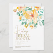 Invitation Jolie douche nuptiale fleurie jaune jardin (Devant)