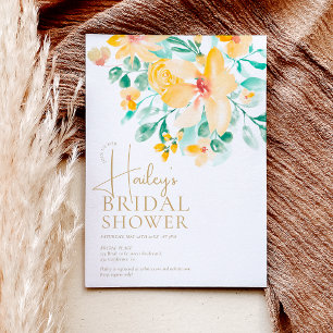 Invitation Jolie douche nuptiale fleurie jaune jardin