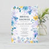 Invitation Jolie douche nuptiale fleurie lavande (Debout devant)