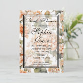 Invitation Jolie douche nuptiale orange blanche (Debout devant)