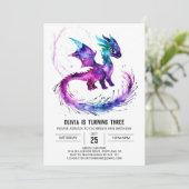 Invitation Jolie Dragon Peint Digital Girl Anniversaire (Debout devant)