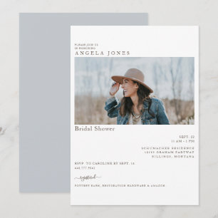 Invitation Jolie Dusty Blue Fête des mariées photo moderne