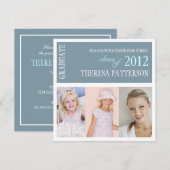 Invitation Jolie Dusty Blue Photo Collation Party (Devant / Derrière)