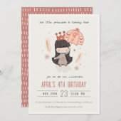 Invitation Jolie Elegant Boho Princesse sur nuages Anniversai (Devant / Derrière)