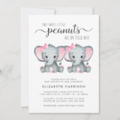 Invitation Jolie Eléphant Twin Girls Baby shower Par Mail (Devant)
