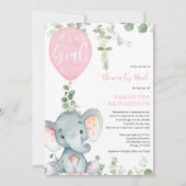 Invitation Jolie éléphant vert fille douche par mail (Devant)