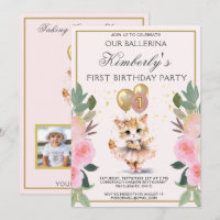 Jolie en rose Ballerina fille premier anniversaire
