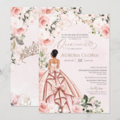 Invitation Jolie en rose belle Rose Gown Quinceanera (Devant / Derrière)