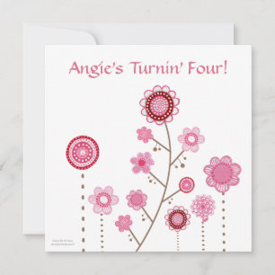Invitation Jolie en rose Fleurs Personnalisé Anniversaire Inv