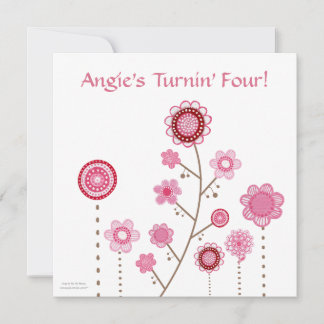 Invitation Jolie en rose Fleurs Personnalisé Anniversaire Inv