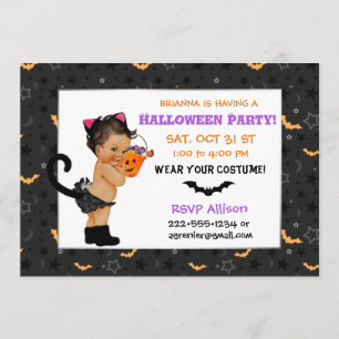 Invitation Jolie Ethnic Baby Girl Costume de chat Halloween P