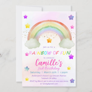 Invitation Jolie étoile arc-en-ciel fille anniversaire