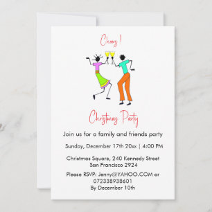 Invitation Jolie famille colorée et amis Noël