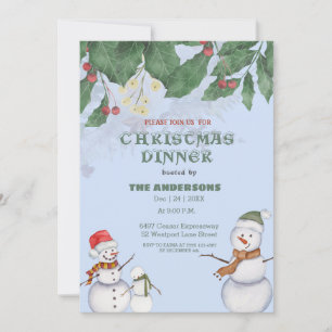 Invitation Jolie famille de bonhommes de neige Noël