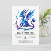 Invitation Jolie Fantasy Dragon Digital Girl Anniversaire (Debout devant)