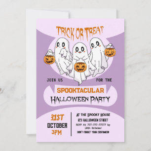 Invitation Jolie Fantôme Trick ou Treat Kids Halloween Party