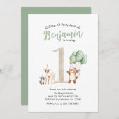 Invitation Jolie faune Forêt qui appelle tous les fêtards (Devant / Derrière)