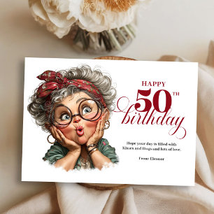 Invitation Jolie femme fantaisiste 50e anniversaire humour ca