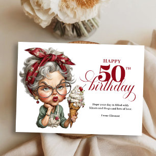 Invitation Jolie femme fantaisiste 50e anniversaire humour Ca