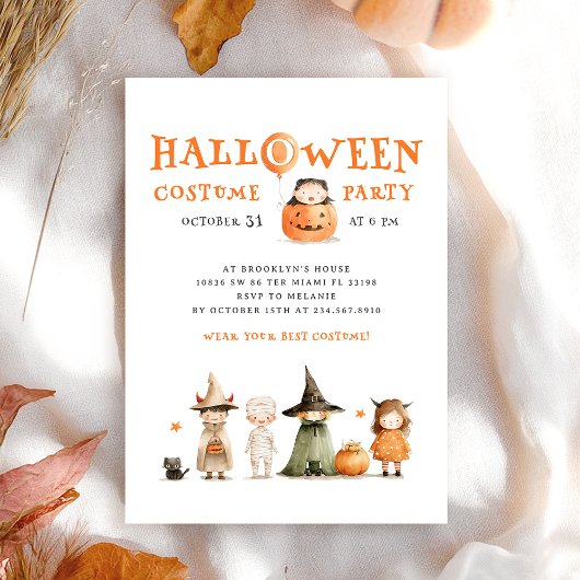 Invitation Jolie fête Citrouille d'Halloween pour enfants