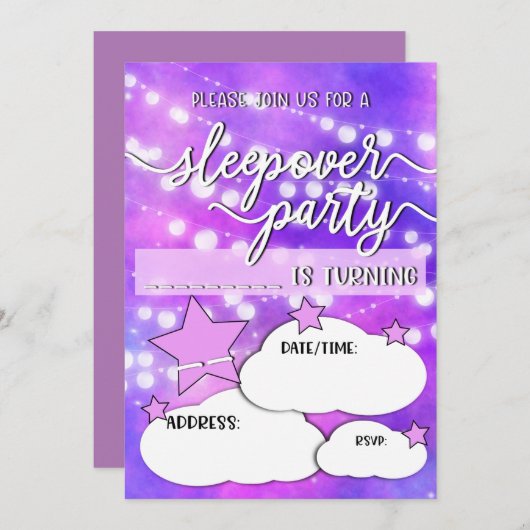 Invitation Jolie fête d'anniversaire (Devant / Derrière)