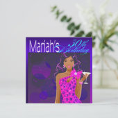 Invitation Jolie fête d'anniversaire avec cocktail teinte cob (Debout devant)