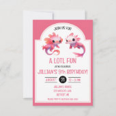 Invitation Jolie Fête d'Anniversaire Axolotl Rose (Devant)
