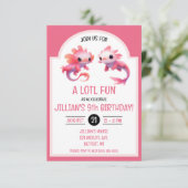 Invitation Jolie Fête d'Anniversaire Axolotl Rose (Debout devant)