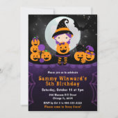 Invitation Jolie fête d'anniversaire Citrouille de sorcière H (Devant)