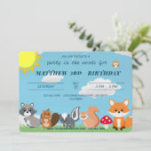 Invitation Jolie fête d'anniversaire dans les animaux de la f (Debout devant)