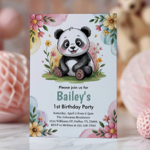 Invitation Jolie fête d'anniversaire de 1 an pour enfants Pan